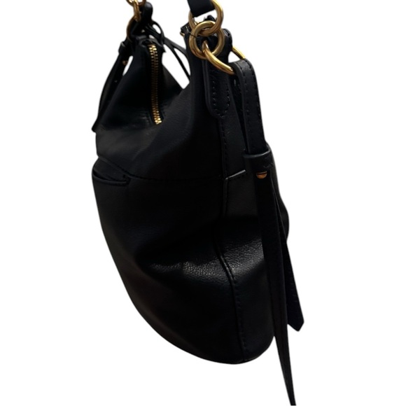 Fossil Talulla Small Hobo Leather Bag Handbag Black Gold Purse Excellent - Picture 7 of 14